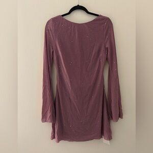 Sparkly low back mini dress purple size Large NWT